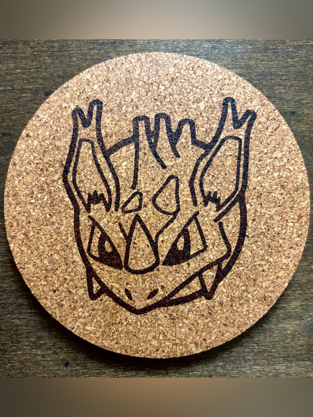 Pokemon Nidorino Face Laser Engraved Cork Coaster